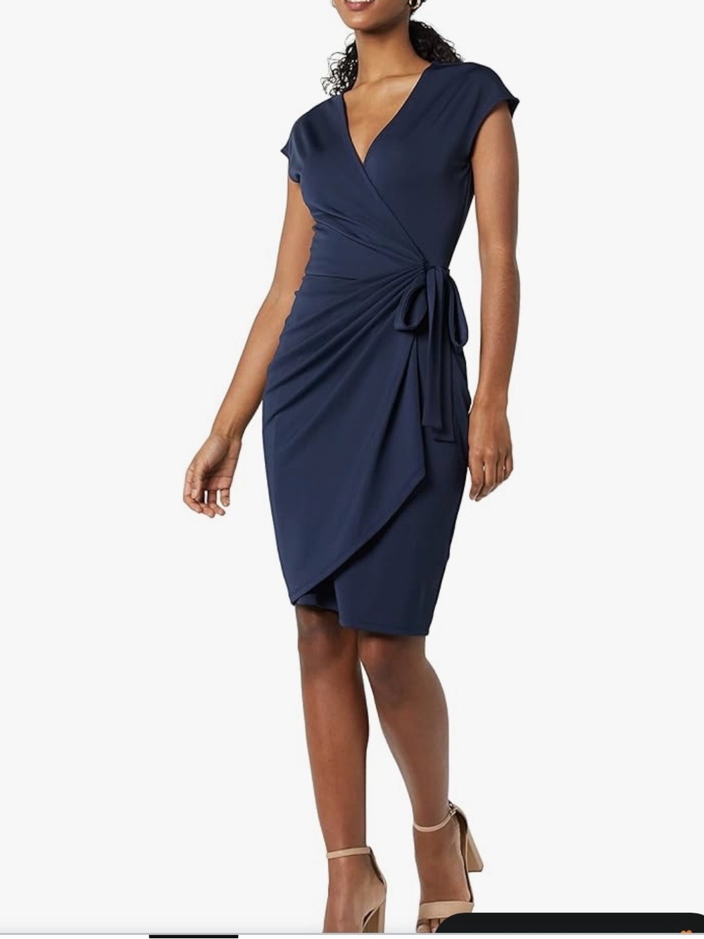 Navy Wrap Tie Sheath Dress - Women